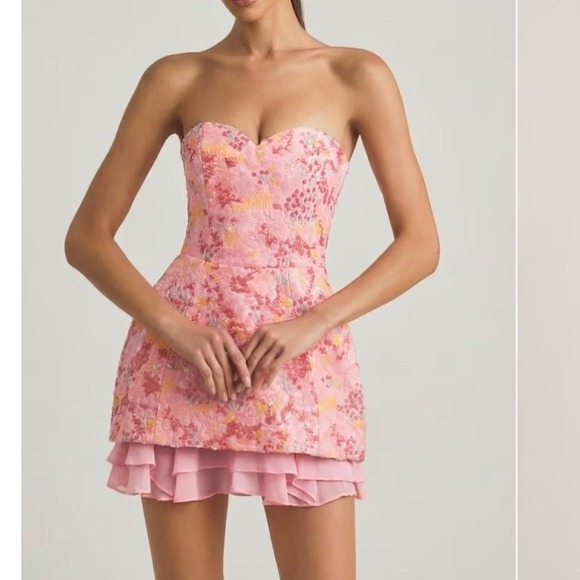 Oh Polly Dresses & Skirts - Oh Polly Eliselle Pink Embellished Strapless Corset Mini Dress US 0 NEW Prom